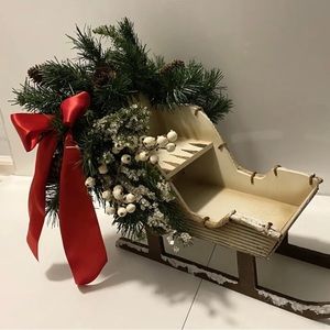 Santa's Sleigh Christmas Decoration Wood New